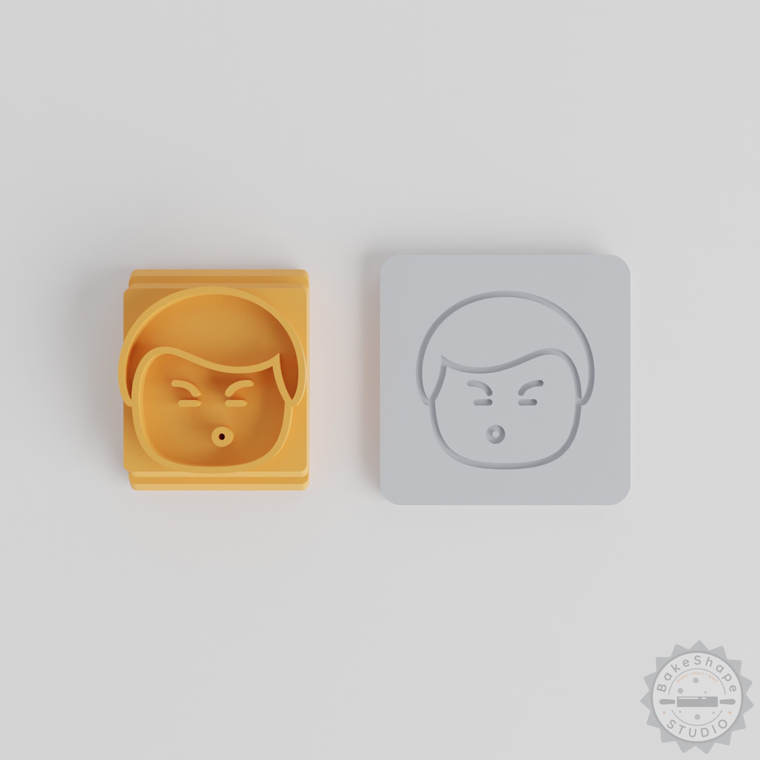 Man Expression Stamp Tile Set, 5-Piece Emoji Face Molds for Clay, Cookies, Fondant