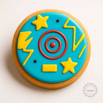 Decorated example 1 of Disc Shape Cutter & Stamp Set for Cookies & Fondant, 6-Piece S/M/L