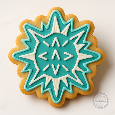 Decorated example 1 of Sea Urchin Cookie Cutter and Stamp Set, 6 Piece, S/M/L Sizes, Ideal for Fondant and Baking