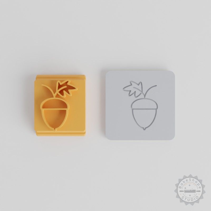 Acorn Stamp Tile Set for Clay and Cookies, 5 Sizes, Nature-Themed Baking and Craft Tool