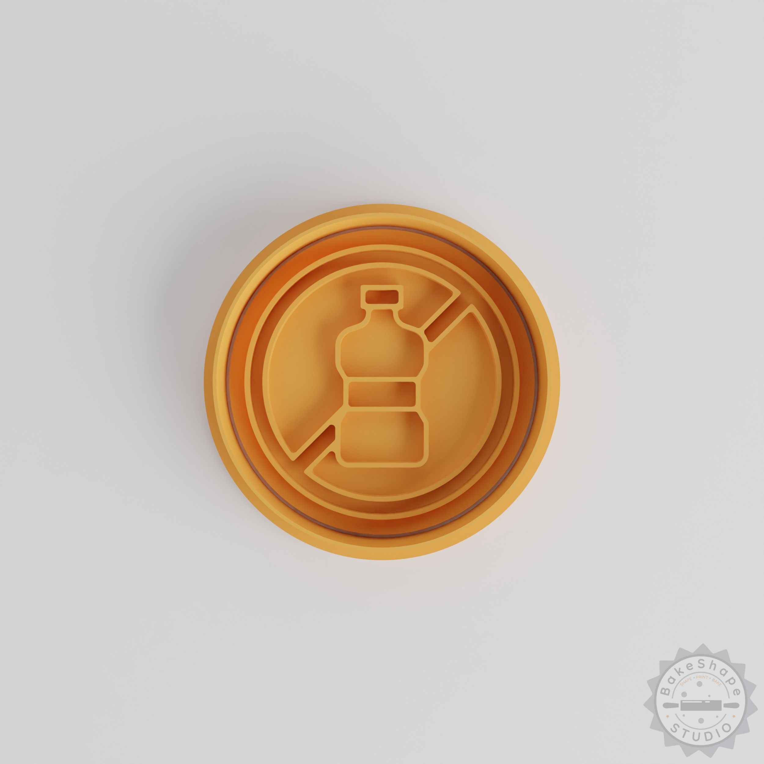 No Drinking cookie cutter and stamp set STL for 3D printing with three size variations