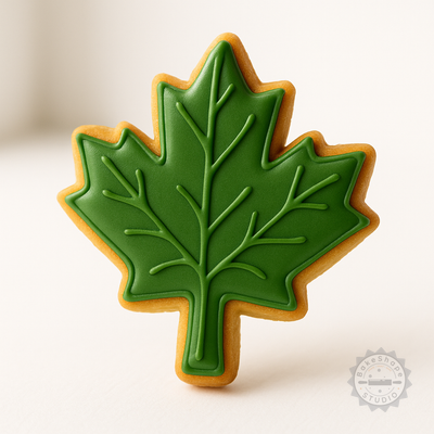 Decorated example 1 of Maple Leaf Cookie Cutter Set, 6-Piece, Steel Shape Cutter and Stamp for Cookies, Fondant, Nature Leaf Design, Sizes S/M/L