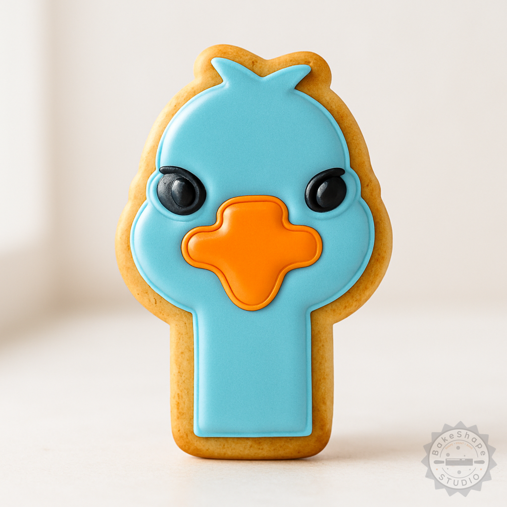 Decorated example 1 of Ostrich Shape Cutter and Stamp Set, 6-Piece Cookie and Fondant Design Tools