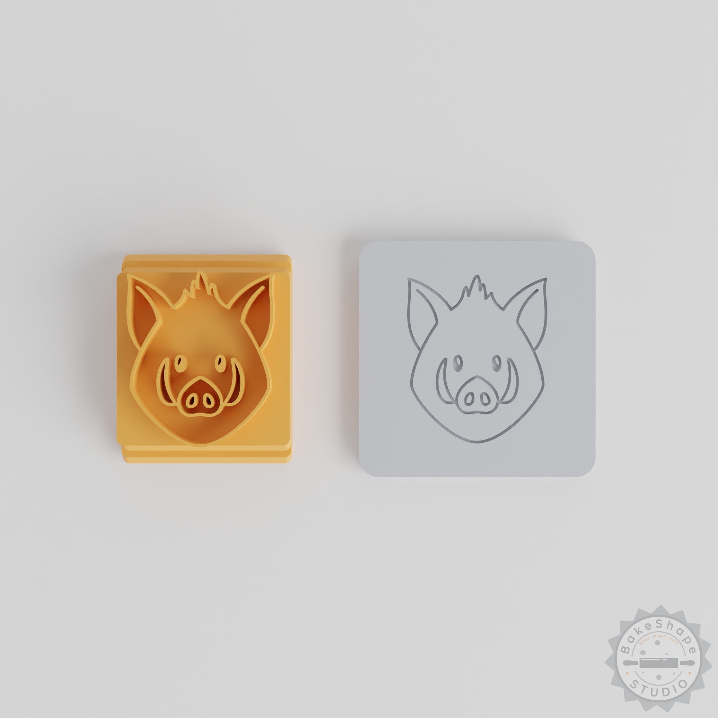 Boar Animal Stamp Tile Set, 5 Sizes, Perfect for Clay, Cookies, Fondant, Cute Forest Swine Design