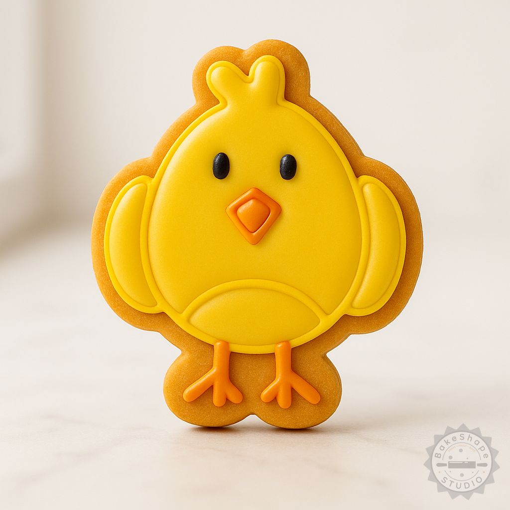 Chick cookie cutter and stamp set STL for Easter baking and fondant decoration with three sizes