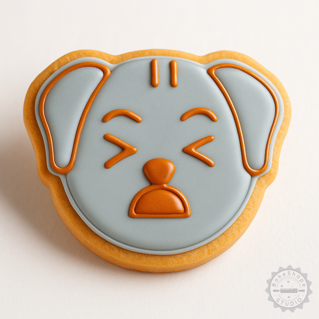 Decorated example 1 of Dog Shape Cookie Cutter and Stamp Set, 6-Piece, Pain Design, S/M/L Sizes, Perfect for Cookies and Fondant
