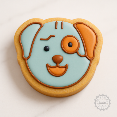 Decorated example 1 of Observer Shape Cutter and Stamp Set, Perfect for Cookies and Fondant, Animal Dog Design, 6 Pieces in 3 Sizes