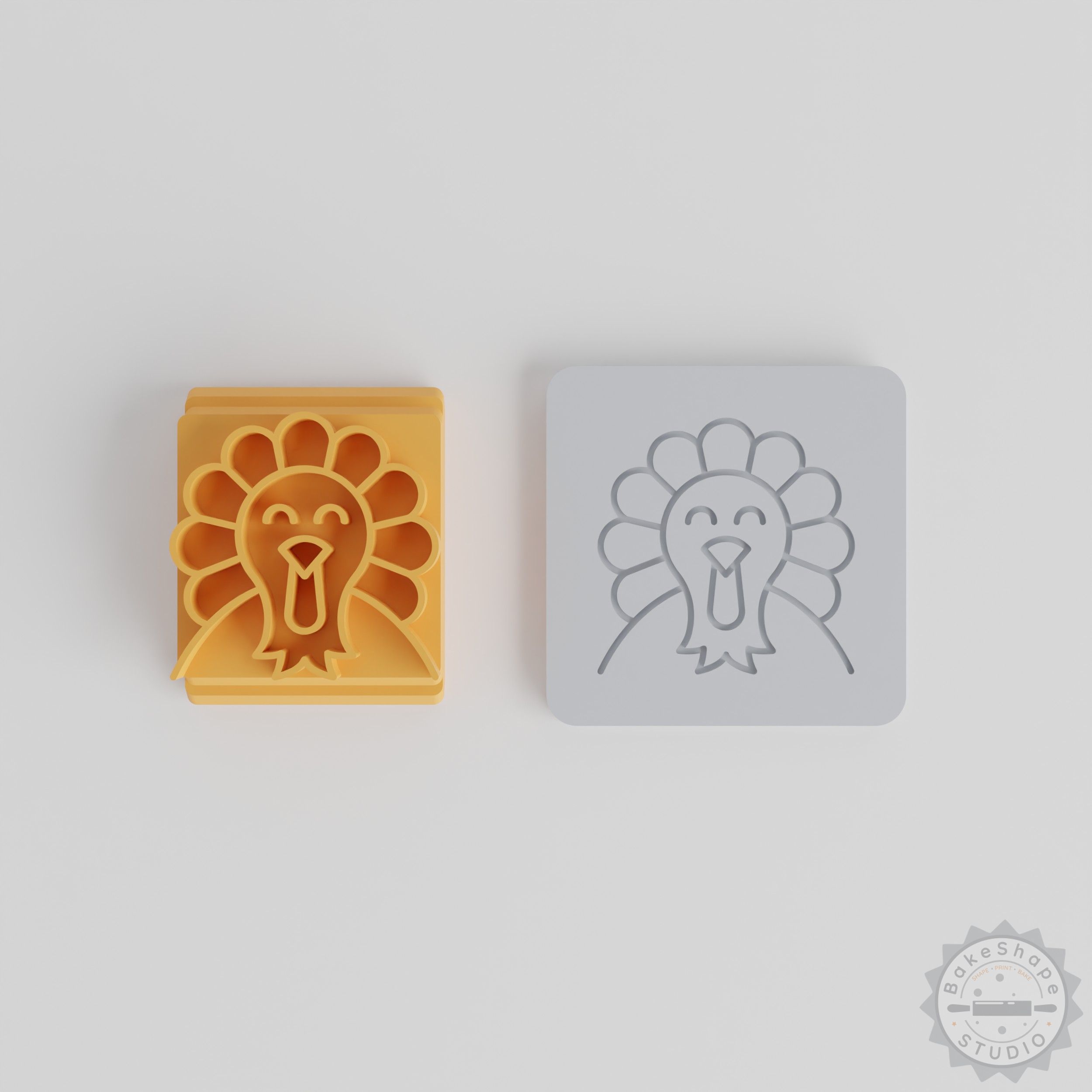 Thanksgiving Turkey Stamp Set, 5-Piece Stamp Tile Collection for Clay, Cookies, Fondant, 20-40mm Motif Sizes