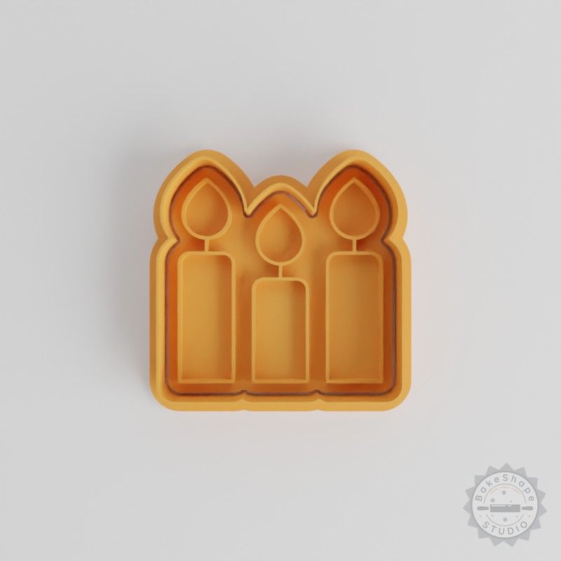 6-Piece Candle Shape Cutter & Stamp Set for Cookies, Fondant in S/M/L - Celebration & Festive Designs
