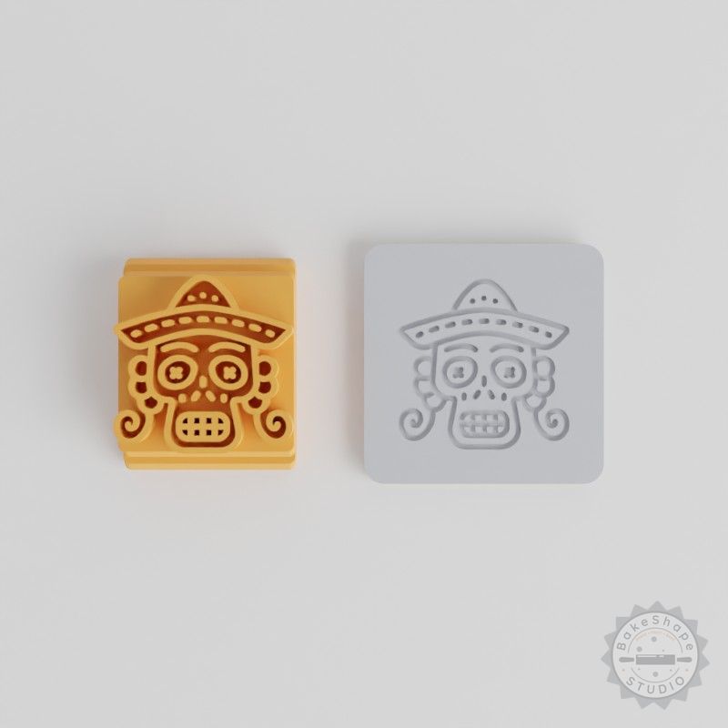 Skull Motif Stamp Tile Set for Clay, Cookies & Fondant – 5 Sizes, Sugar Skull Design