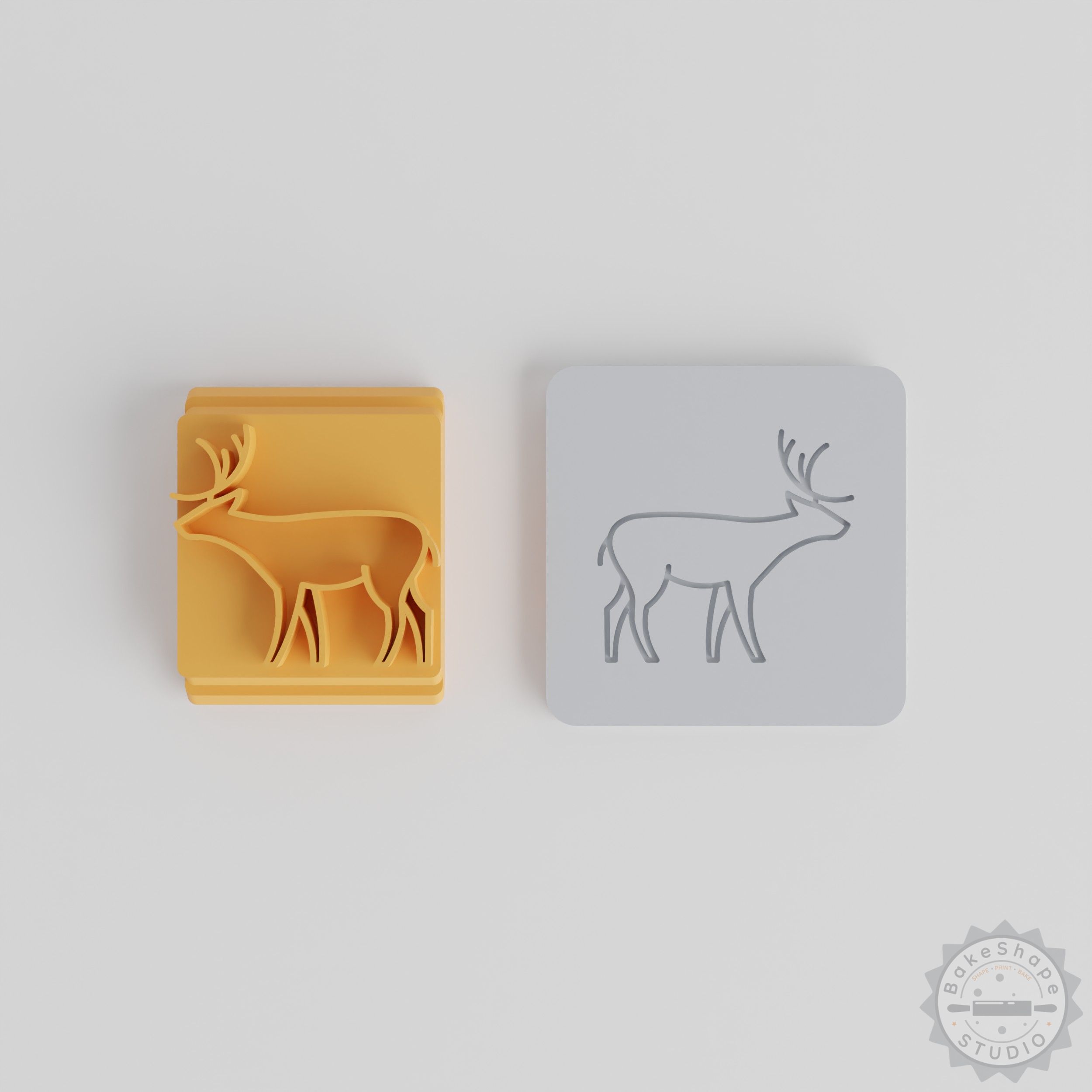 Deer Stamp Tile Set, 5 Sizes for Clay, Cookies, Fondant, Animal Motif Crafting
