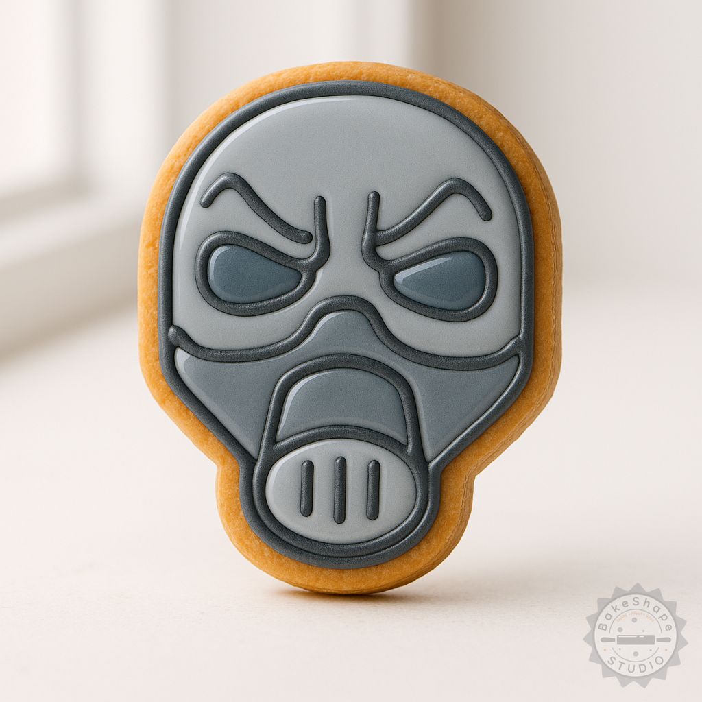 Gas Mask Man cookie cutter and stamp set STL for 3D printing Halloween-themed cookies and fondant
