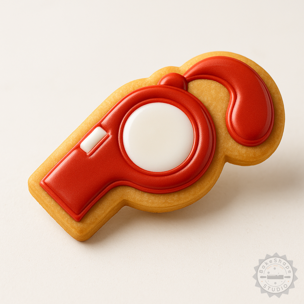 Decorated example 1 of Whistle, Shape Cutter and Stamp Set for Cookies Fondant, Includes 3 Sizes, Sport Whistle for Referee Coach Alerts