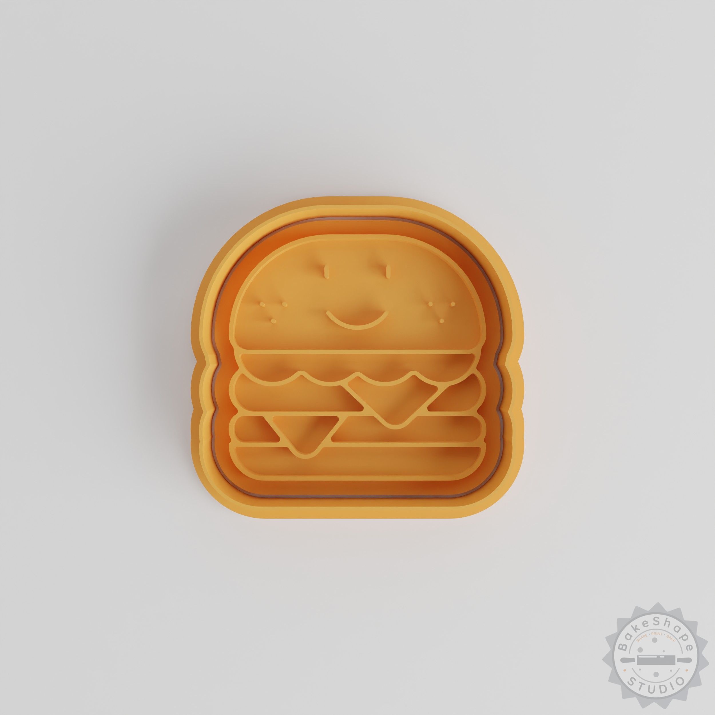 Kawaii Hamburger Cookie Cutter & Stamp Set, 6 Pcs, Cute Burger Shapes for Fondant & Cookies