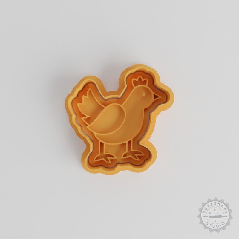 Hen Cookie Cutter and Stamp Set, 6-Piece, S/M/L Sizes for Fondant, Bird-Shaped, Easter and Farm Theme