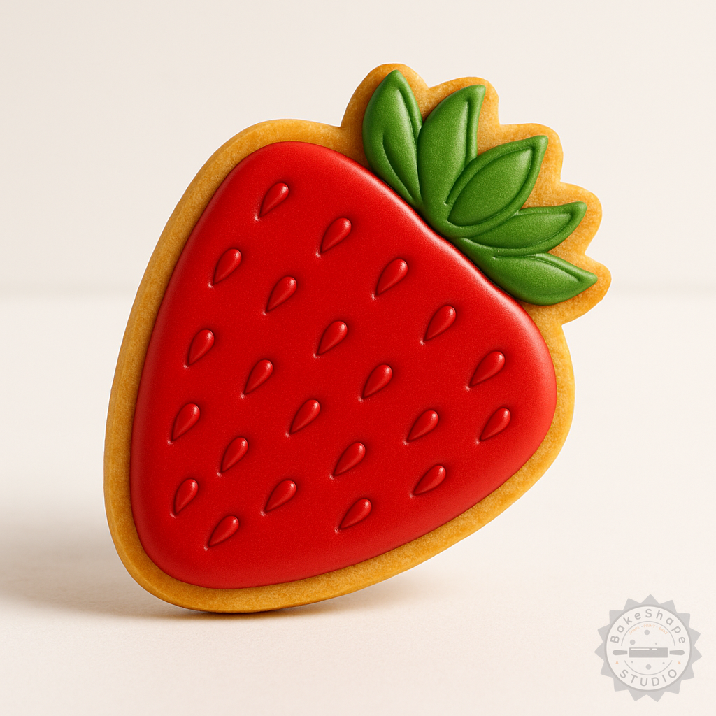 Decorated example 1 of Strawberry Shape Cutter and Stamp Set, Perfect for Cookies and Fondant, 6-Piece Variety S/M/L