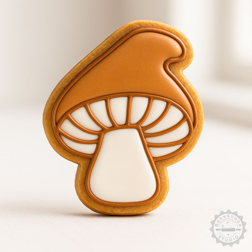Mushroom cookie cutter and stamp set STL for creating mushroom-shaped cookies and fondant decorations