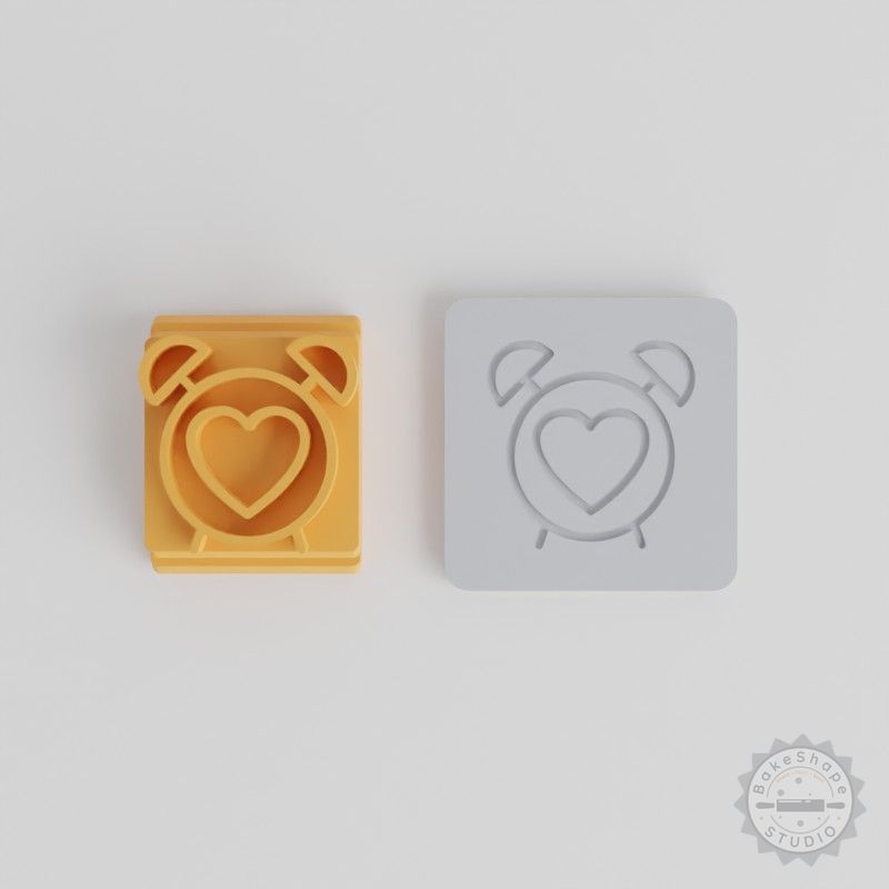 Alarm Clock Stamp Tile Set for Clay and Fondant, 5 Sizes, Perfect for Cookie Decorations