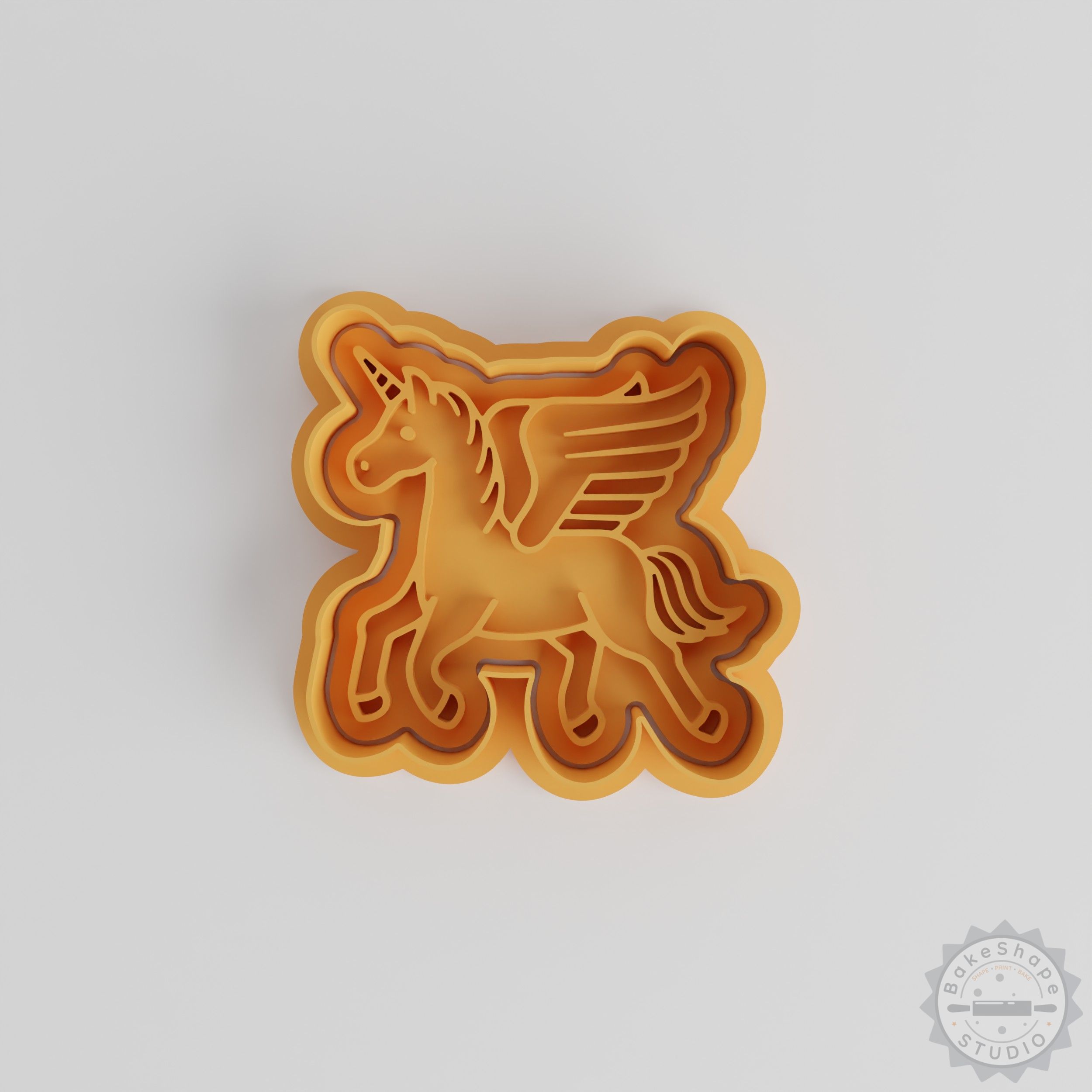 Unicorn shape cutter and stamp set STL for creating cookies and fondant decorations