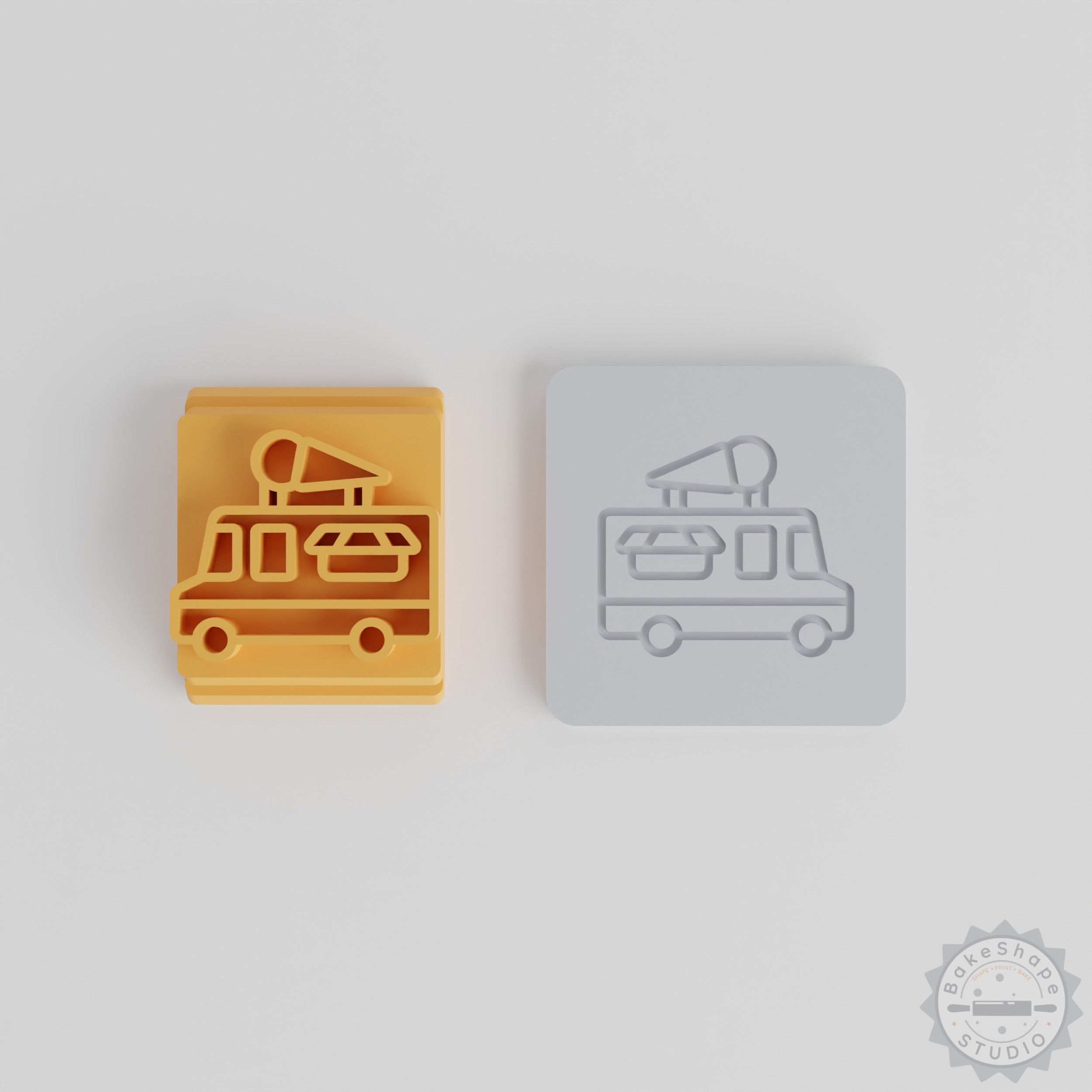 Ice Cream Truck Stamp Set for Clay, Cookies, Fondant, Soft Materials, 5 Sizes