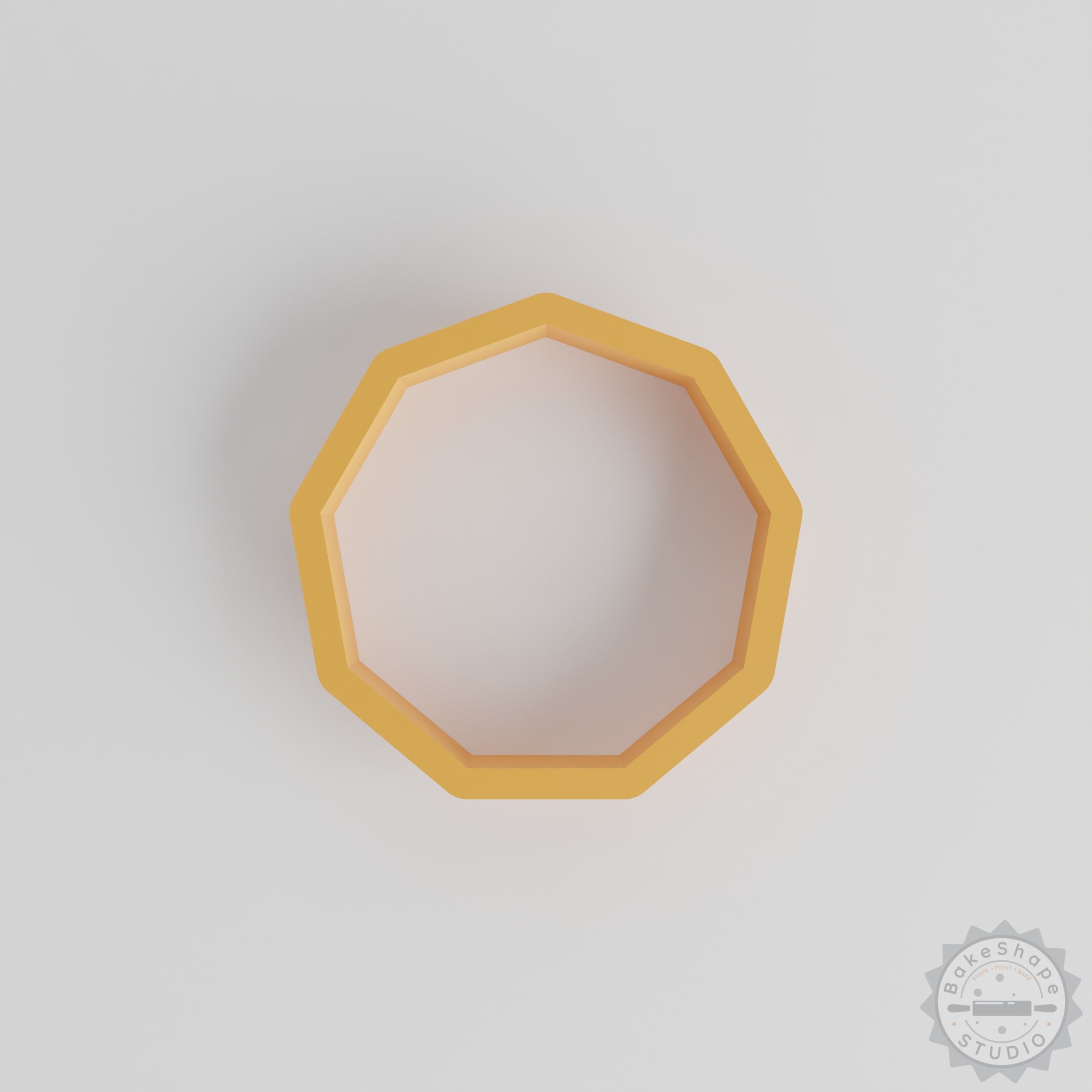 Nonagon shape cutter set with 18 pieces in various sizes for geometric cookie, fondant, and clay cutting STL