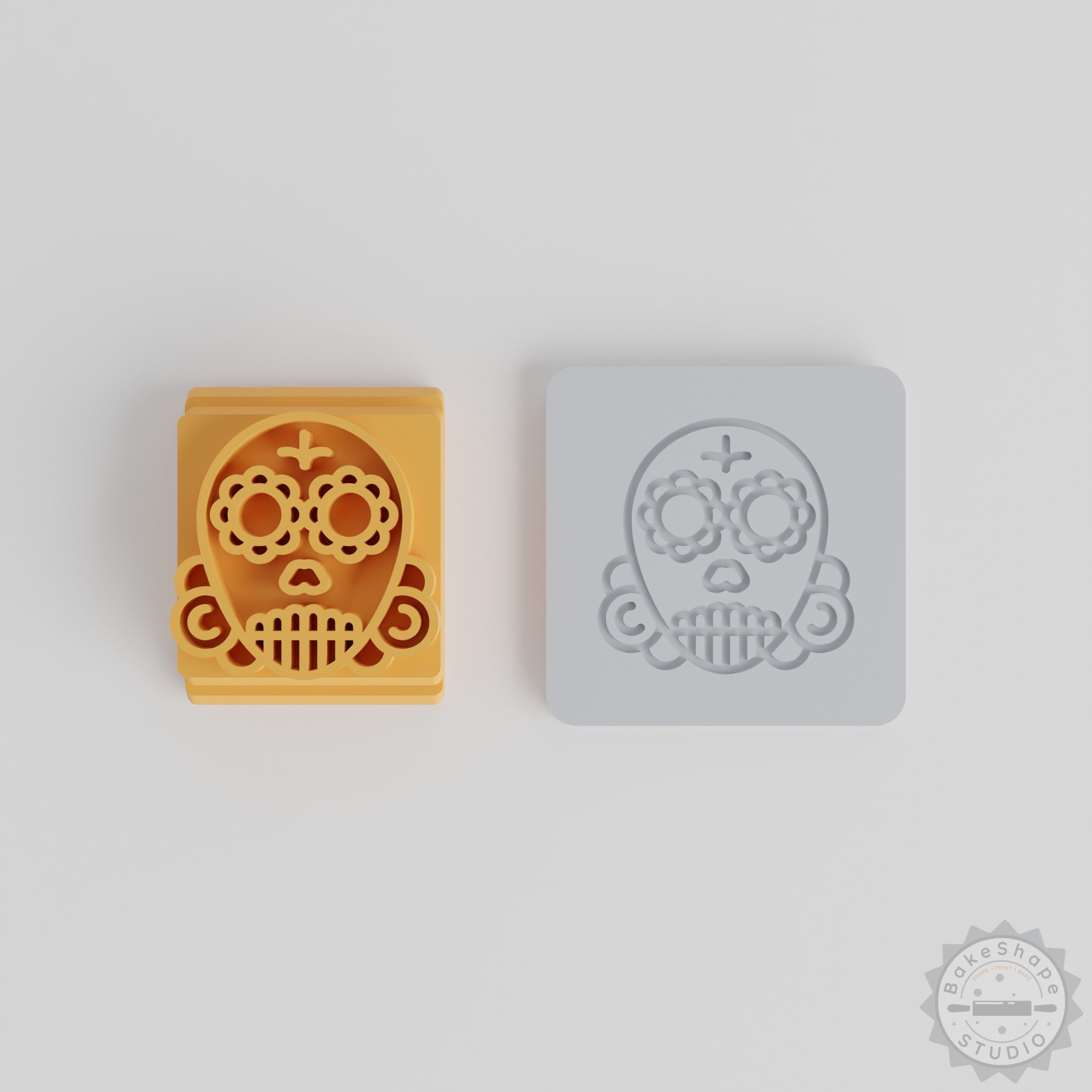 Skull Stamp Tile Set, 5 Sizes, Perfect for Clay and Fondant, Includes Death's Head and Memento Mori Designs