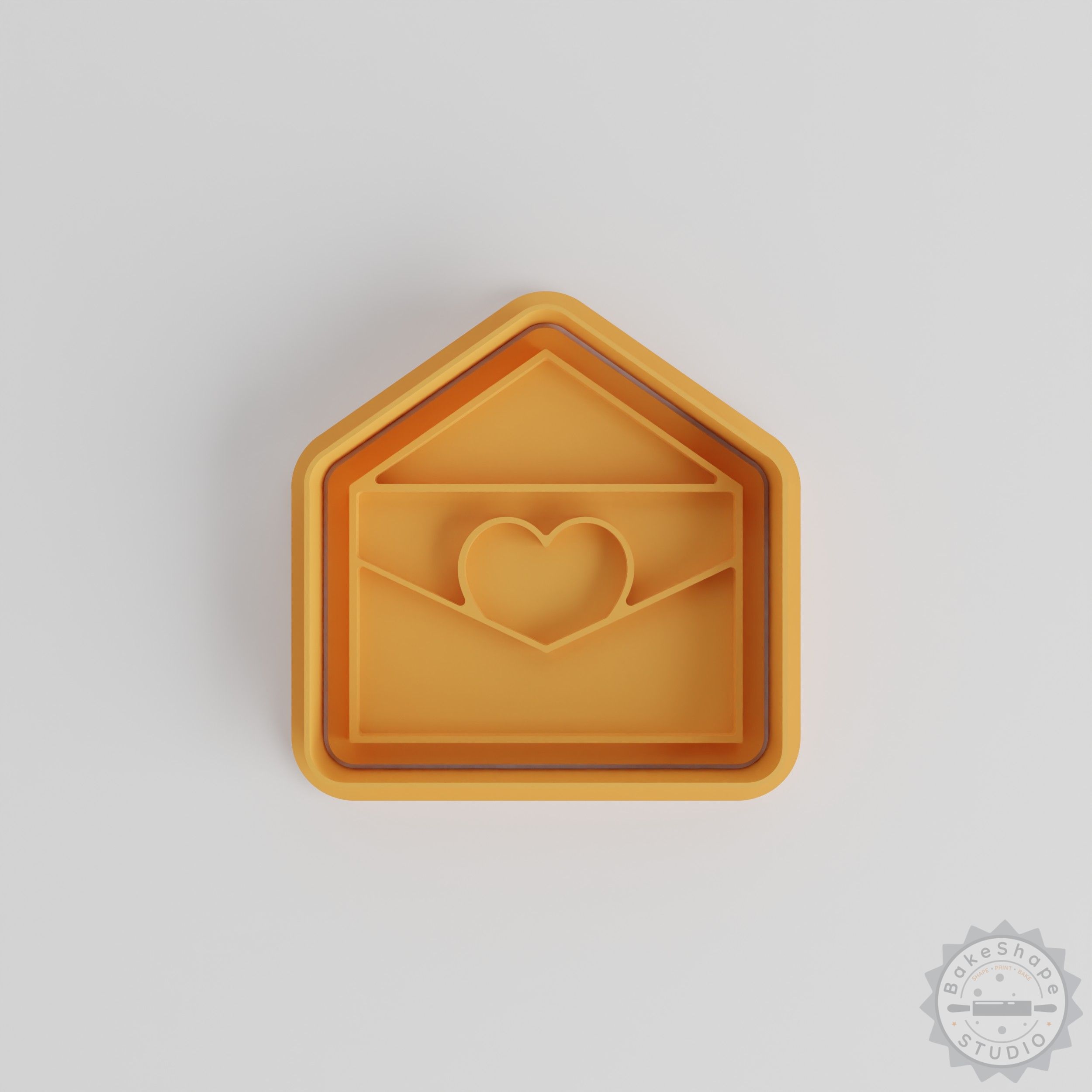 Love Letter Cookie Cutter and Stamp Set, Heart Envelope Shape, 6-Piece Fondant Decorating Tools