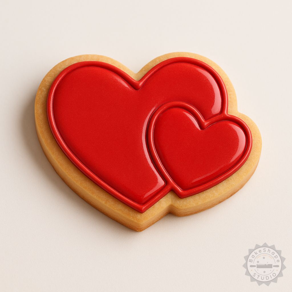 Heart cookie cutter and stamp set STL for 3D printing in small, medium, and large sizes