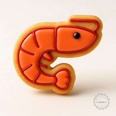 Decorated example 1 of Shrimp Shape Cutter and Stamp Set, 6-Piece Pack, Perfect for Cookies and Fondant, Sizes S/M/L