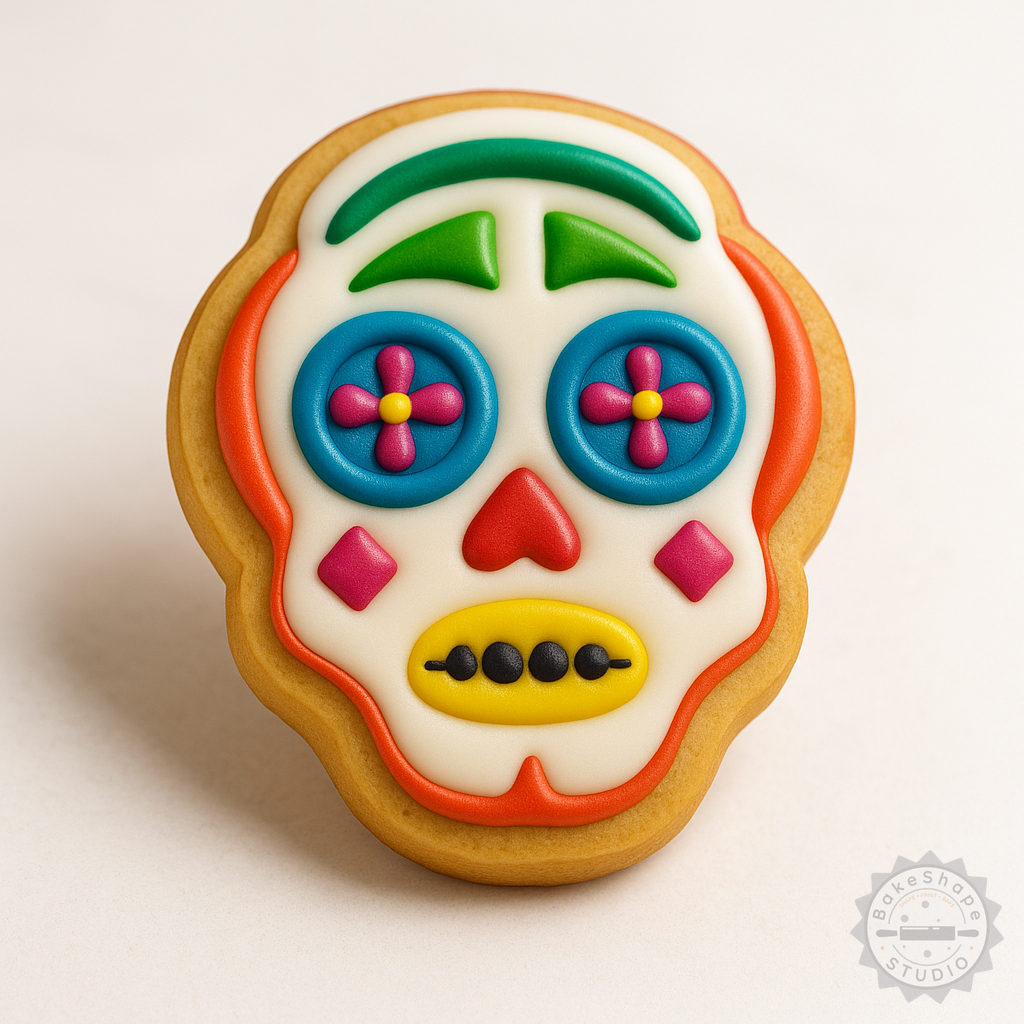 Decorated example 1 of They Live Halloween Shape Cutter and Stamp Set, Scary Emoji Cookie Fondant Tool, 6 Piece Variety