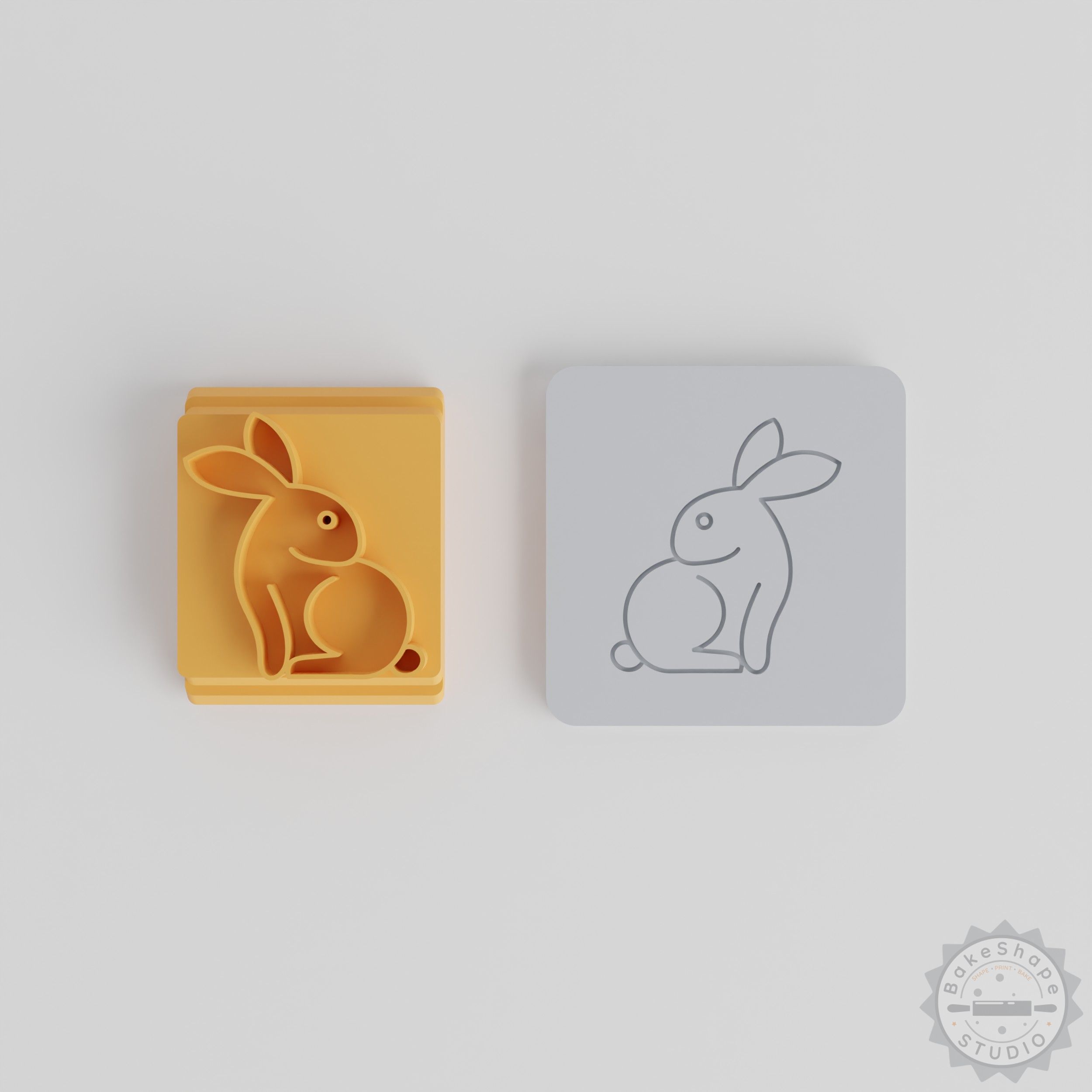 Rabbit stamp set clay and craft stamps STL for 3D printing with multiple motif sizes