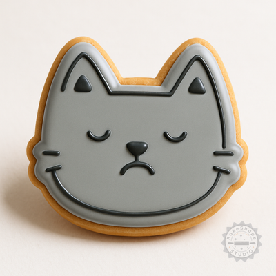 Decorated example 1 of Sad Face Cookie Cutter and Stamp Set, 6-Piece S/M/L, Perfect for Cookies and Fondant