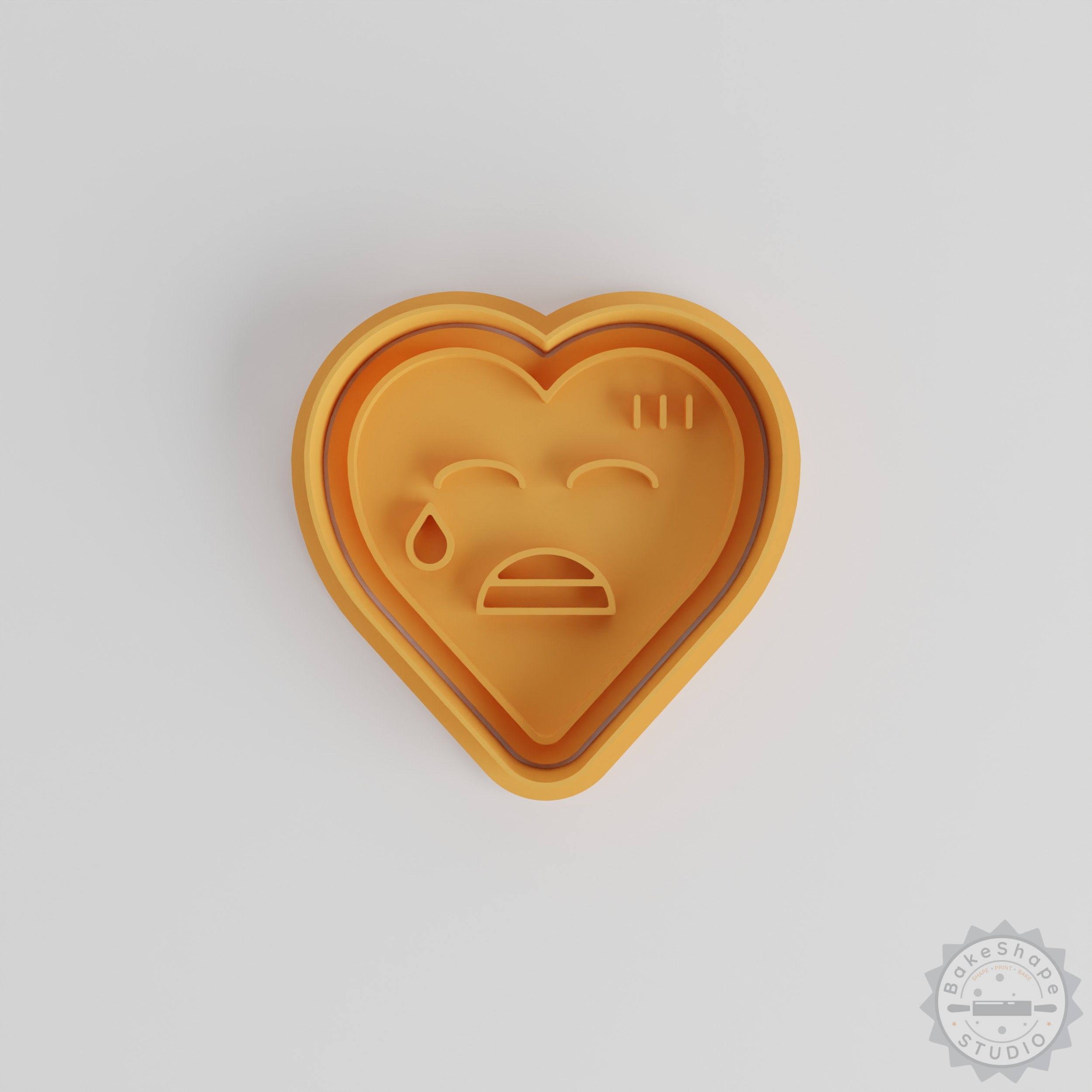 Worry Face Cookie Cutter Stamp Set, Heart Emoji Design, 6-Piece Assorted Sizes S/M/L