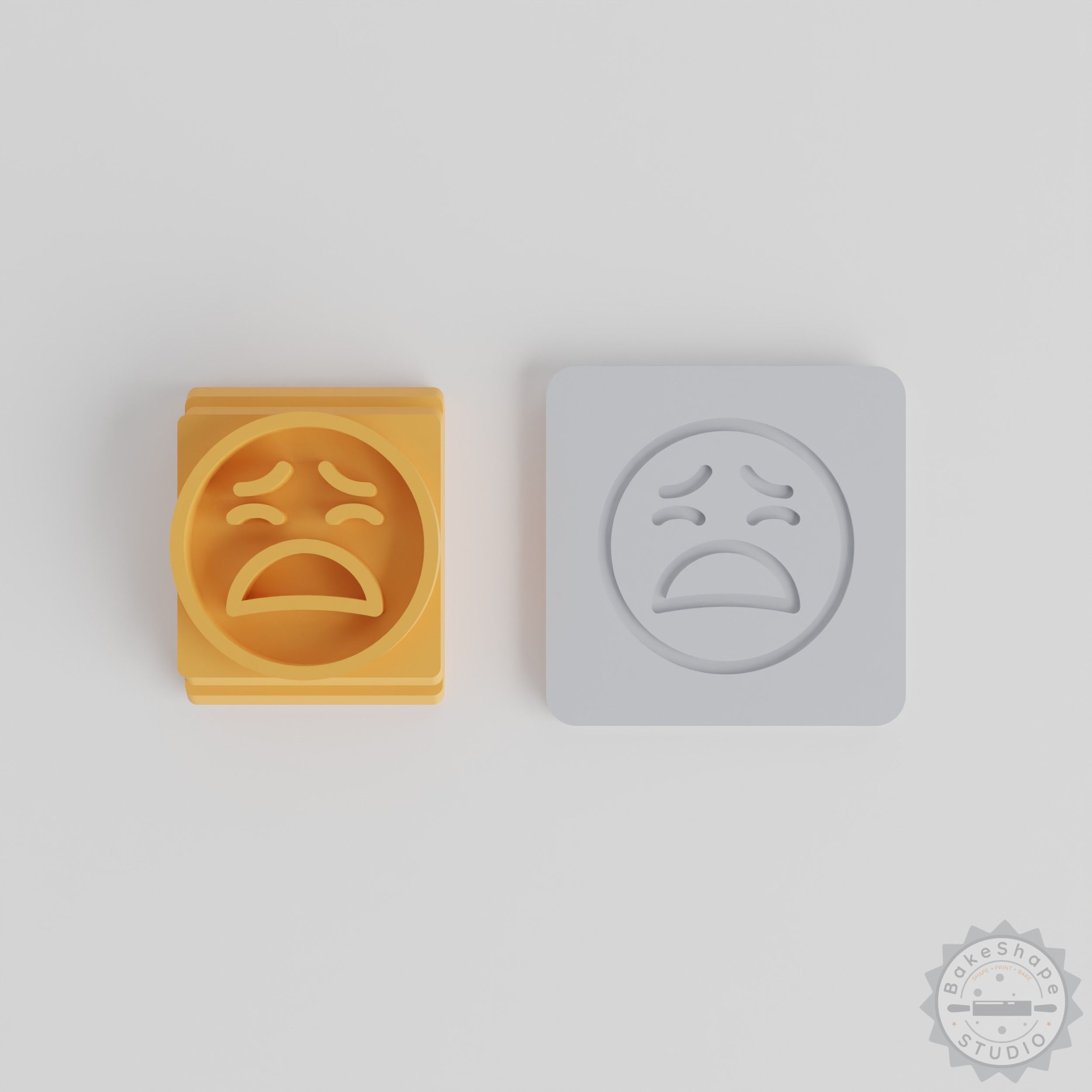 Weary Stamp Tile Set, 5 Motif Sizes for Clay, Cookies, Fondant - Emoji Faces, Sad & Tired Expressions