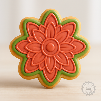 Decorated example 1 of Dahlia Flower Shape Cutter and Stamp Set, Perfect for Cookies & Fondant, S/M/L Sizes