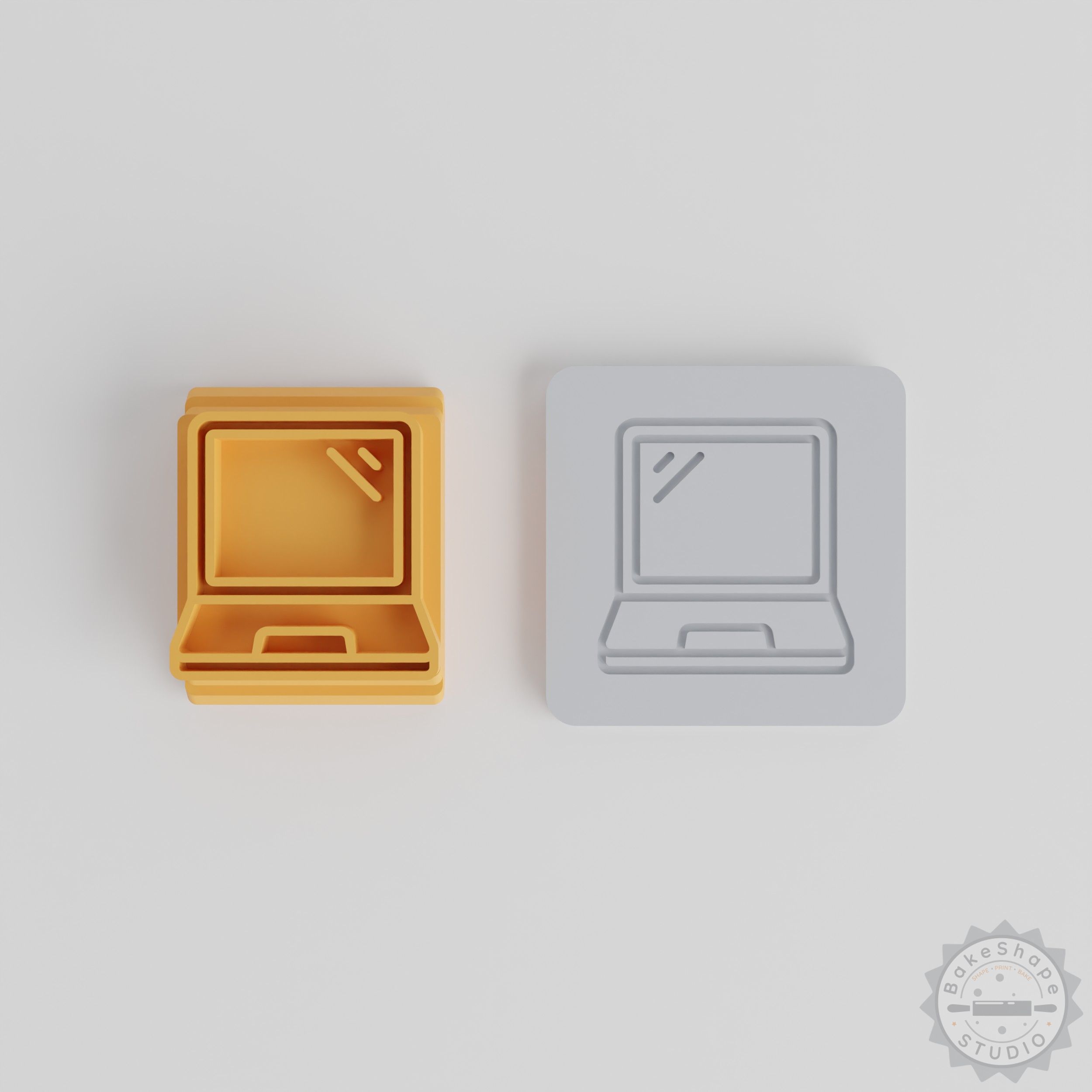 Laptop Computer Clay Motif Stamp Set, 5 Sizes, 20-40mm, for Cookies, Fondant, Soft Materials