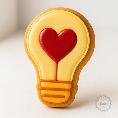 Decorated example 1 of Heart Bulb Cookie Cutter Set, 6-Piece Heart Stamp for Cookies & Fondant in S/M/L Sizes