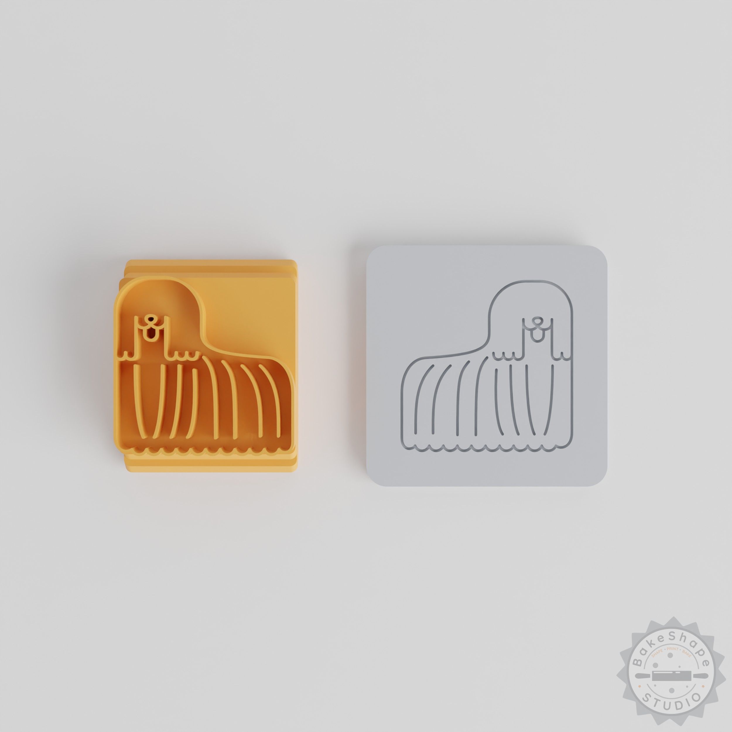 Komondor Stamp Tile Set, 5 Sizes, Perfect for Clay, Cookie, Fondant, Furry Dog Design