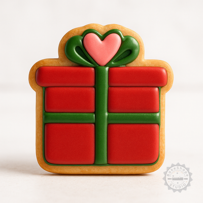Decorated example 1 of Gift Box with Shape Cutter and Stamp for Cookies and Fondant, 6-Piece Set, Perfect Party or Holiday Present
