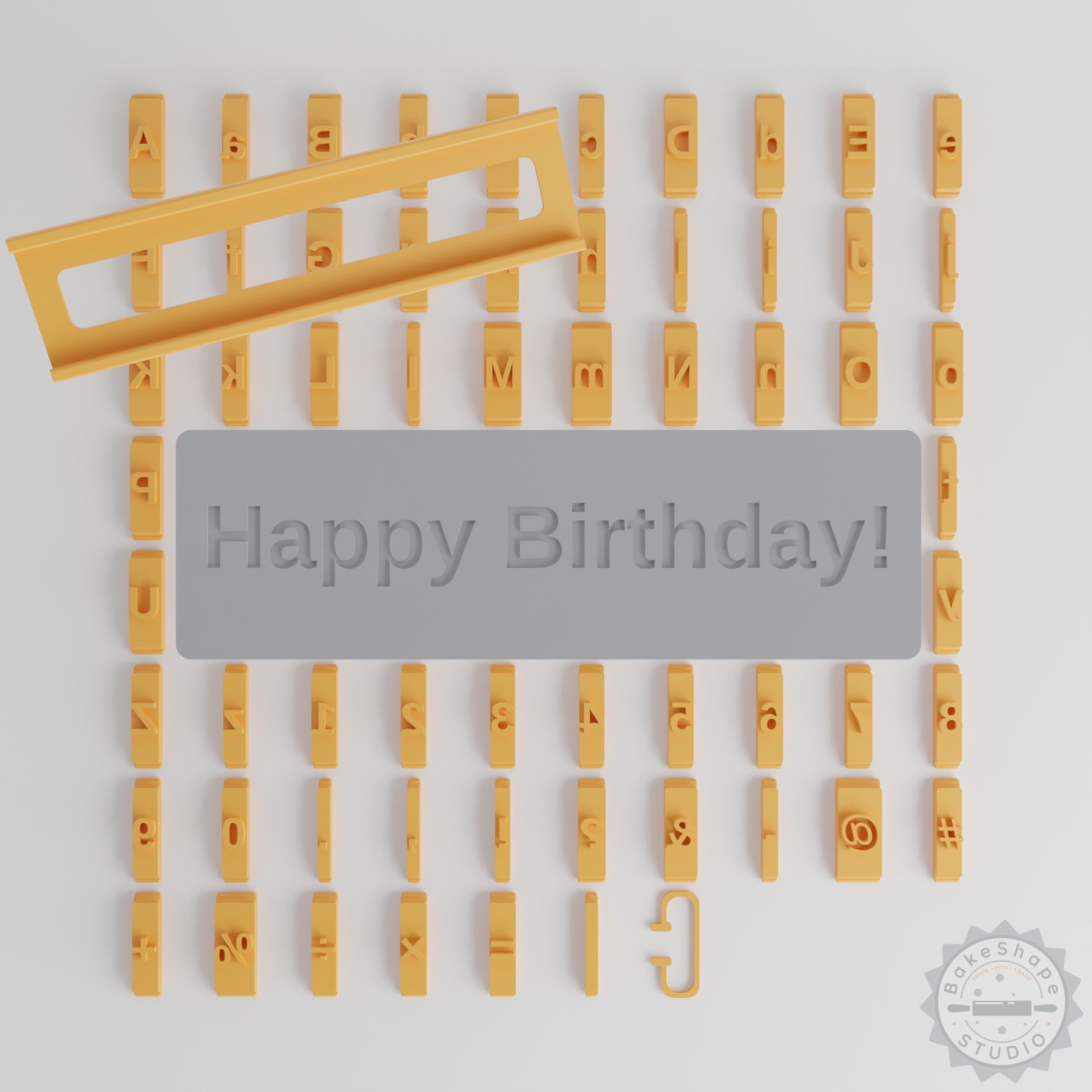 1/2" Bold Font Tile Set for Clay, Cookies & Fondant, 80 Pieces