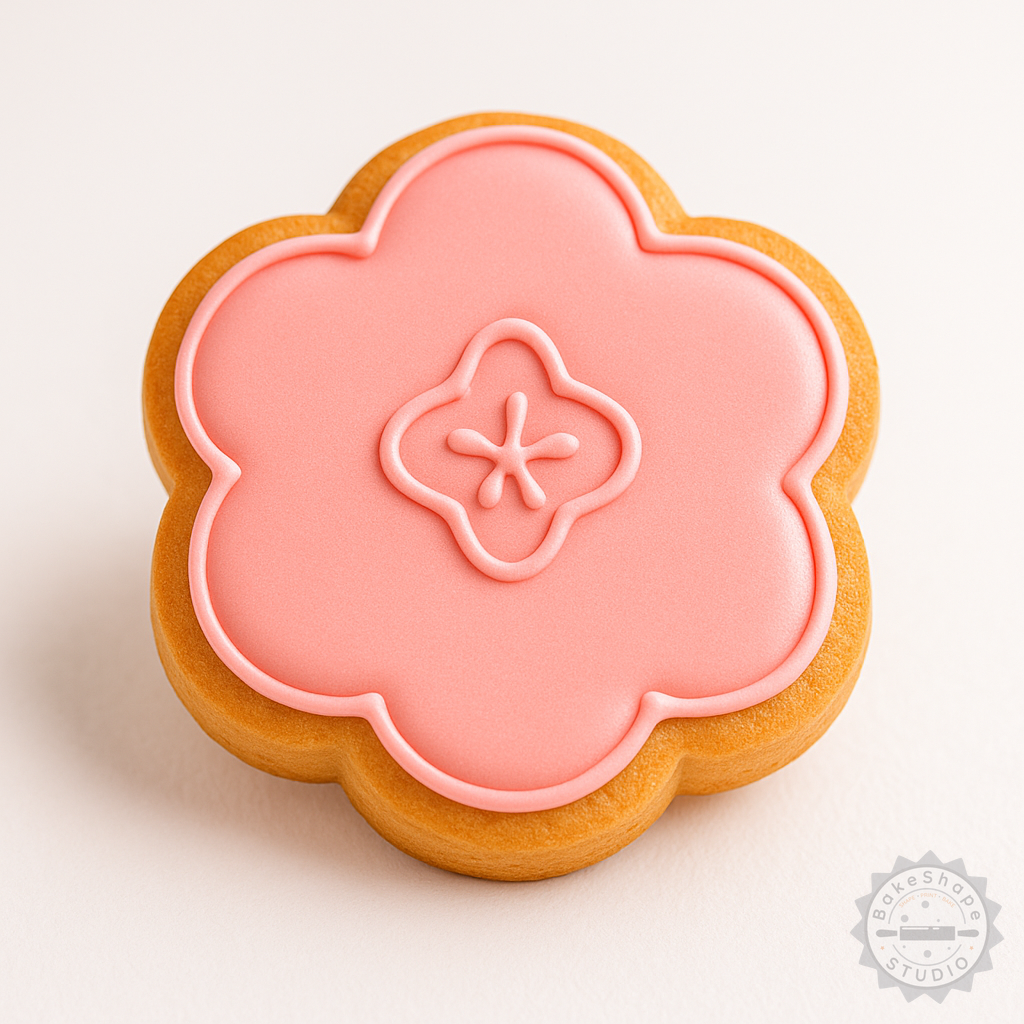 Decorated example 1 of Flower Cookie Cutter and Stamp Set, 6-Piece S/M/L Sizes for Fondant, Floral Baking Tools