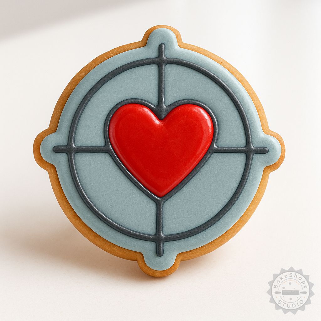 Crosshair cookie cutter and stamp set STL file in multiple sizes for 3D printing precise baking decorations