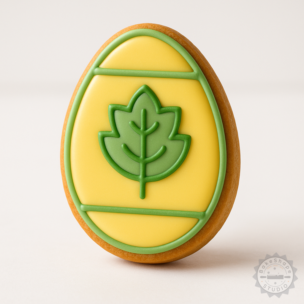 Decorated example 1 of Easter Egg Cookie Cutter & Stamp Set, Holiday Fondant Tools, 6-Piece Size S/M/L