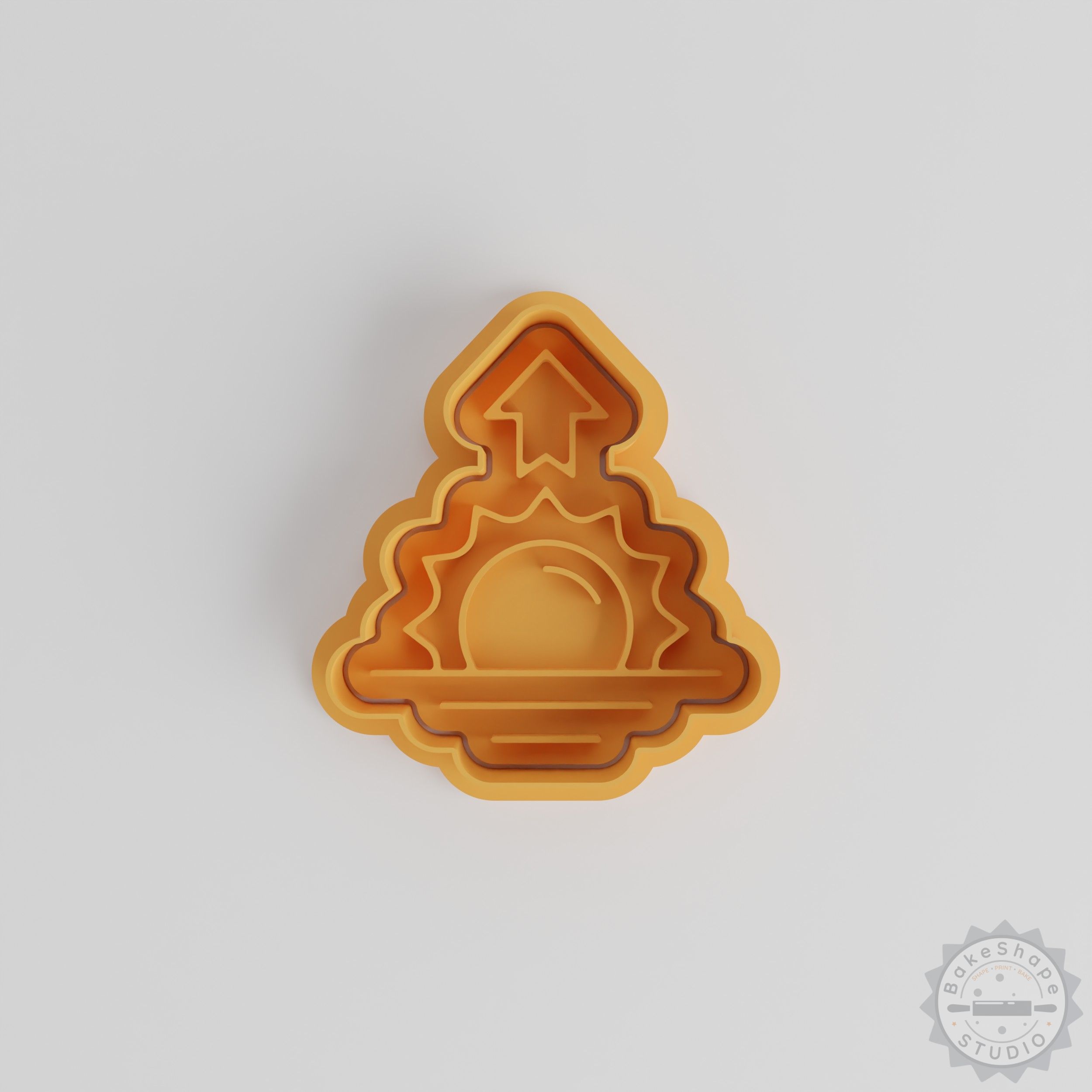 Sunrise shape cutter and stamp STL set for 3D printing cookie and fondant decoration tools