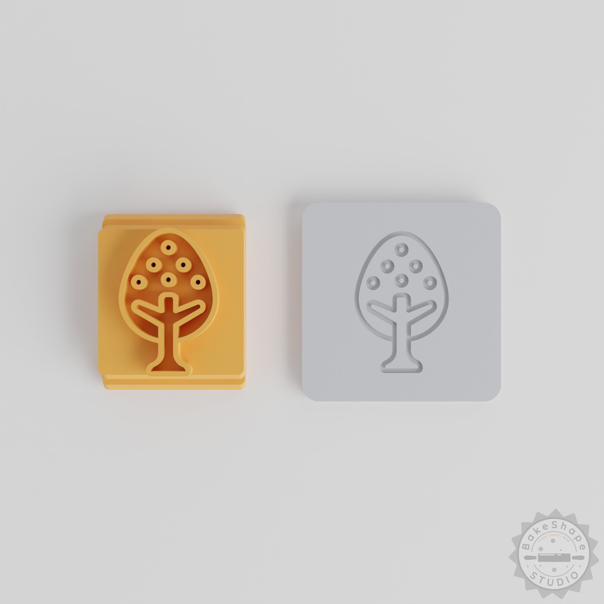 Apple Tree Stamp Tile Set, Clay and Cookie Crafting, 5 Motif Sizes