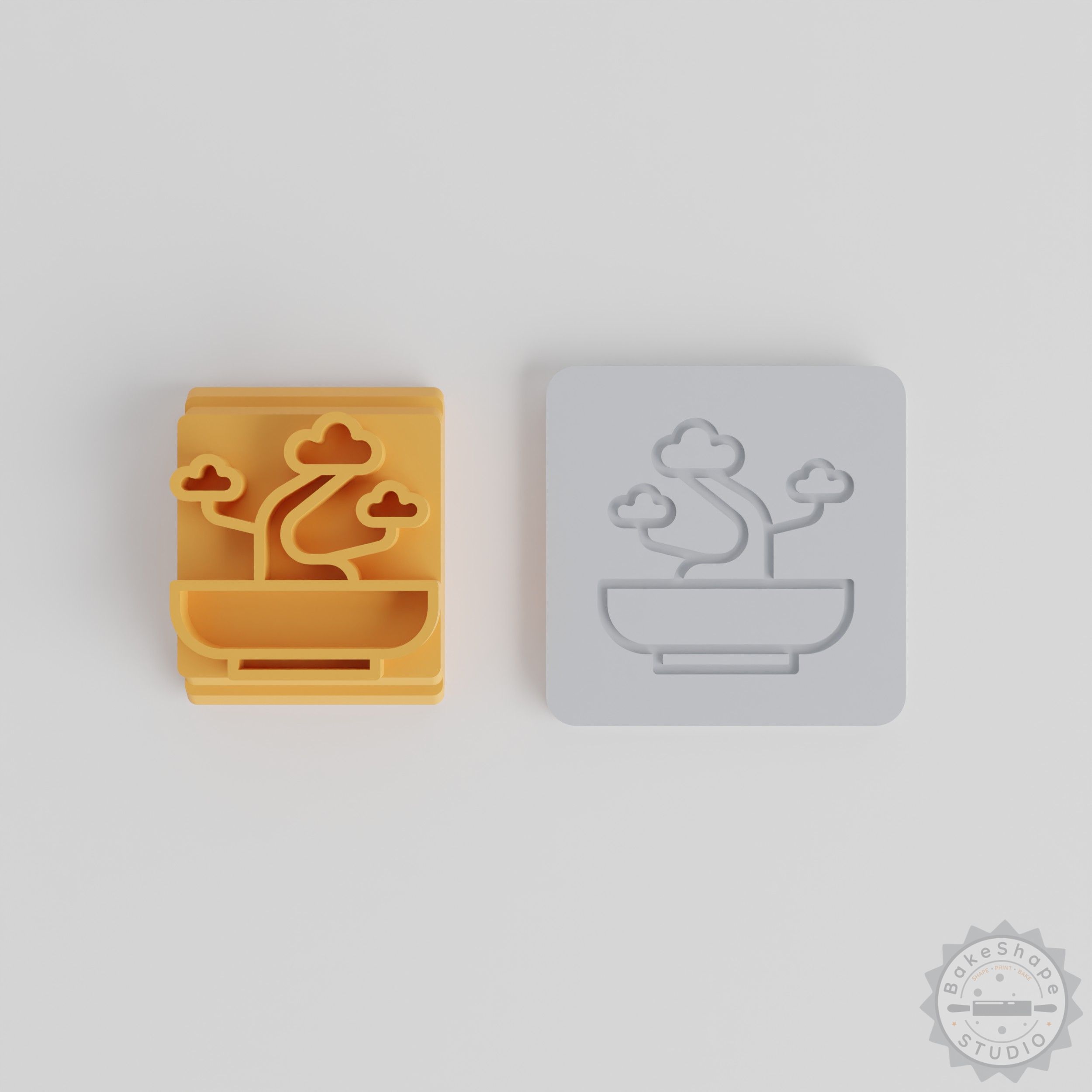 Bonsai Stamp Tile Set, 5-Piece Assorted Motif Sizes, Perfect for Clay, Cookies, Fondant