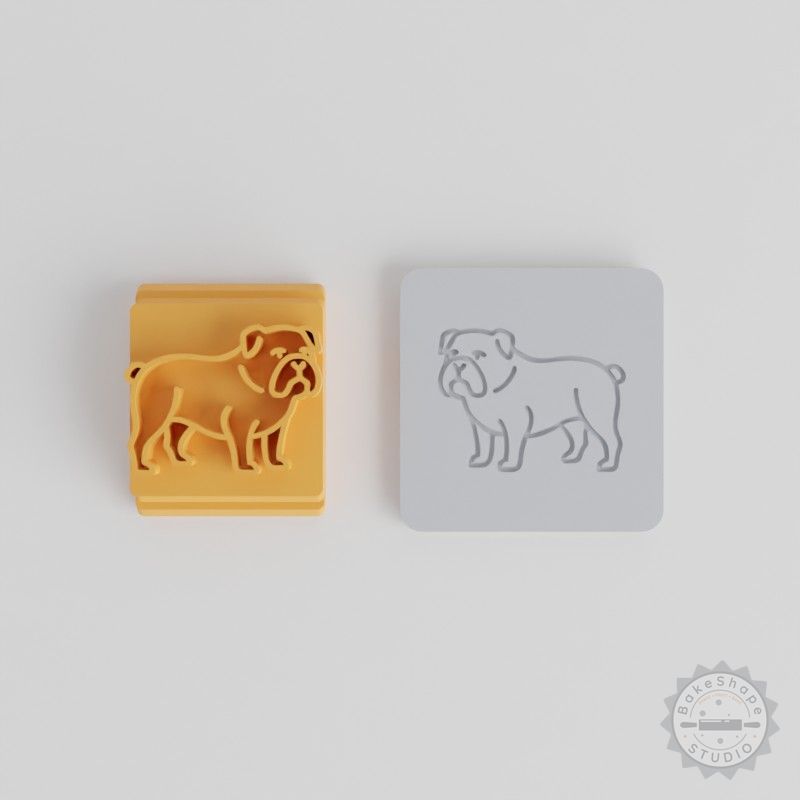Bulldog Stamp Tile Set, 5 Sizes for Clay, Cookies, Fondant, Pet Puppy Design