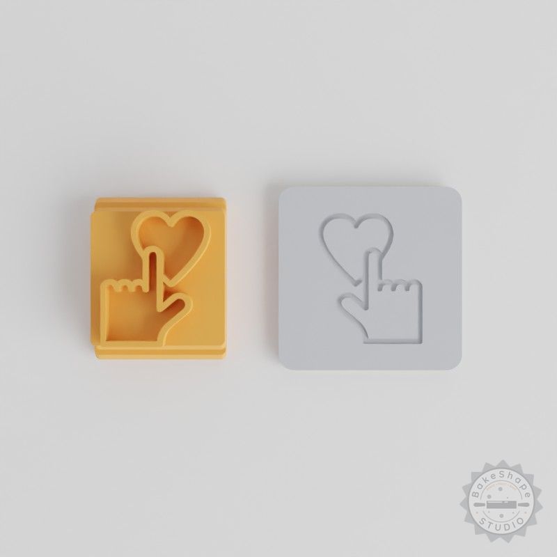 Feelings Stamp Tile Set, 5 Motif Sizes for Clay, Cookies & Fondant, Valentine's Romantic Hand Gesture