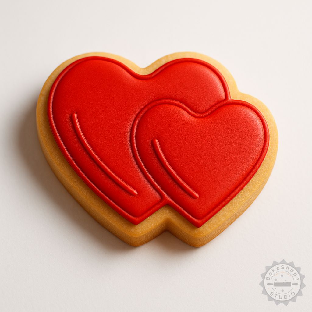 Hearts cookie cutter and stamp set STL for 3D printing with three sizes for cookies and fondant