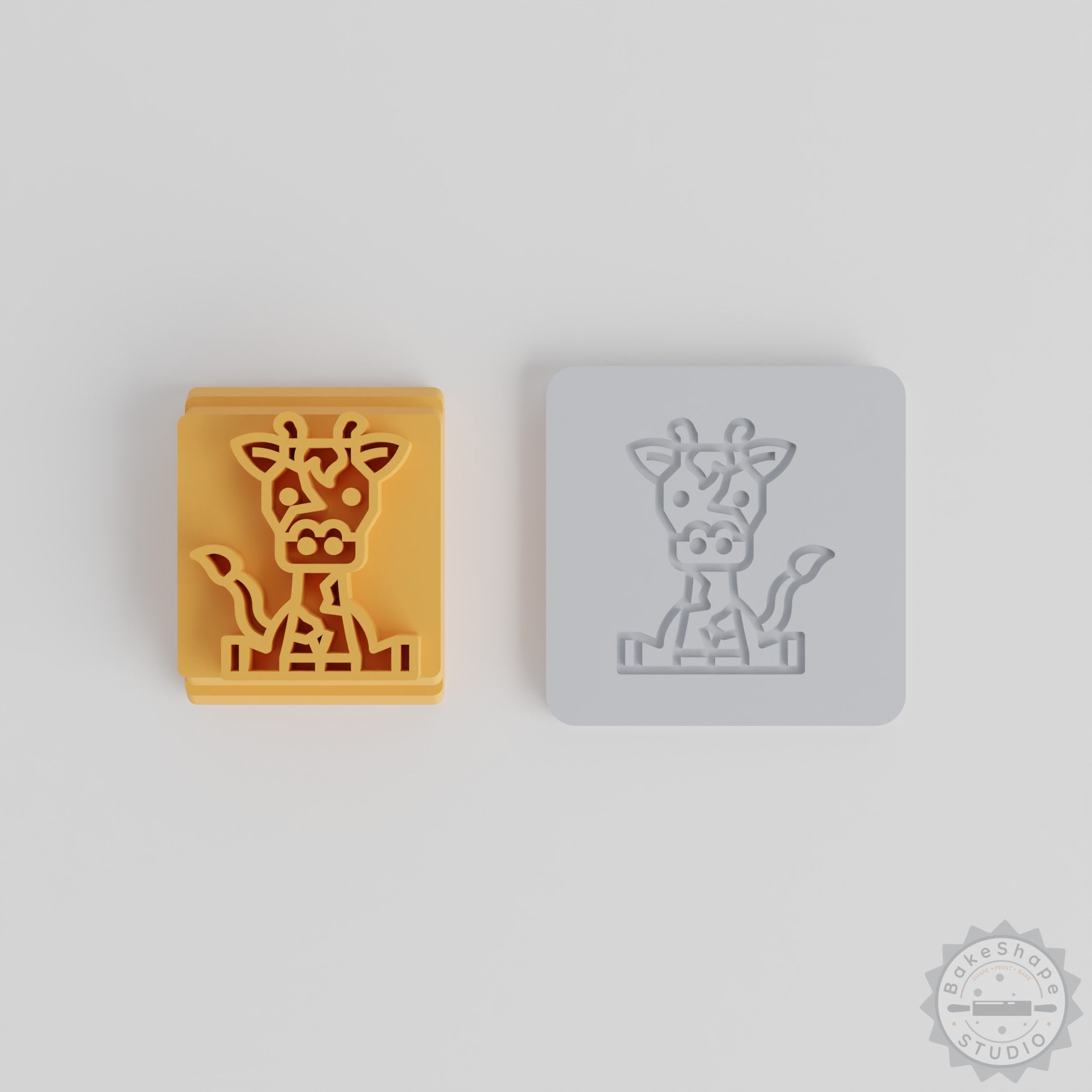 Giraffe Stamp Tile Set, 5-Piece, Wildlife Animal Motif for Clay, Cookie, Fondant Crafting